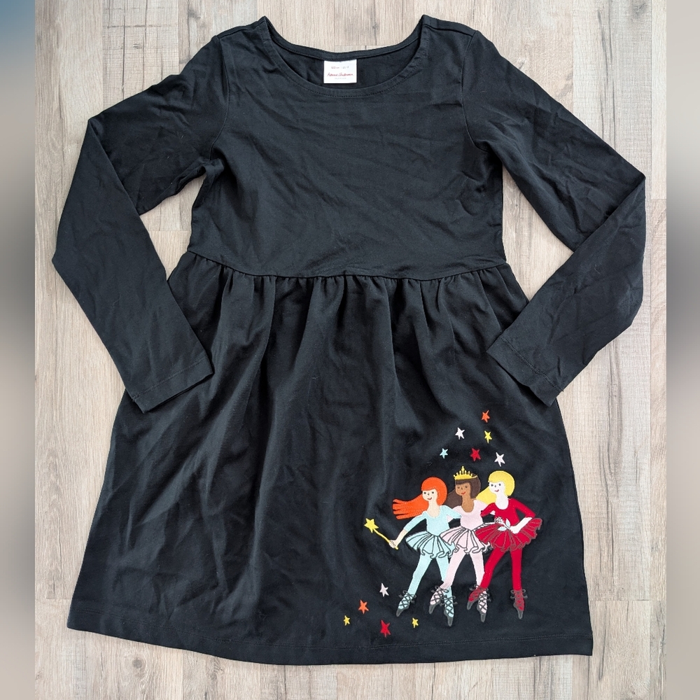 NWOT Hanna Andersson Black Dress with  Ballerinas, 12Y (V2)
